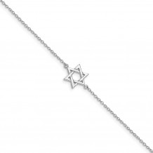 Quality Gold Sterling Silver Rhodium-plated Star of David Bracelet - QG4872-6.5