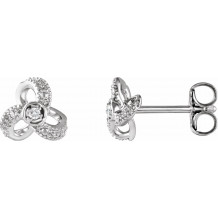 14K White 1/6 CTW Diamond Knot Earrings - 65305560002P