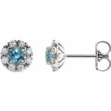 14K White Aquamarine & 1/3 CTW Diamond Earrings - 869716185P