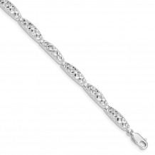 Quality Gold Sterling Silver Diamond-cut X Bracelet - QG4821-7.5