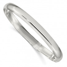Quality Gold Sterling Silver 6.25mm Solid Polished Plain Slip-On Bangle Bracelet - QB239