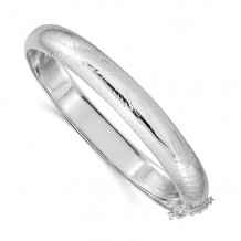 Quality Gold Sterling Silver Rhodium-plated 9.5mm Fancy Hinged Bangle Bracelet - QB32