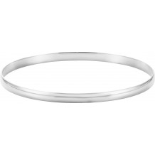 14K White 6 mm Half Round Bangle 7 3/4 Bracelet - BRC111652P