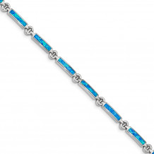 Quality Gold Sterling Silver Rhodium-plated Created Opal Bars Bracelet - QX971CP