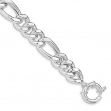 Quality Gold Sterling Silver Polished Figaro Link Bracelet - QG4988-7.5