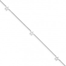 Quality Gold 14k White Gold Adjustable Star Anklet - ANK200-9