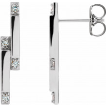 14K White 1/10 CTW Diamond Bar Earrings - 87051600P