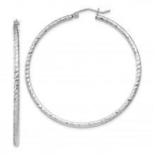Quality Gold Sterling Silver Diamond Cut 2x45mm Hoop Earrings - QE8080