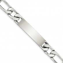 Quality Gold Sterling Silver 8.5 inch Polished Engraveable Figaro Link ID Bracelet - QID111-8.5
