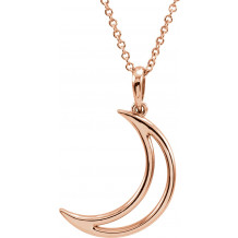 14K Rose 25.7x4.7 mm Crescent Moon 16 Necklace - 85880102P