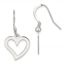 Quality Gold Sterling Silver Polished Heart Dangle Earrings - QE8750