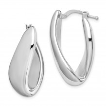 Quality Gold Sterling Silver Rhodium-plated Polished Hollow Hinged Post Hoop Earring - QE11631