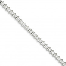 Quality Gold Sterling Silver & CZ Fancy Polished Bracelet - QX767CZ