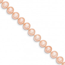 Quality Gold 14k Pink Near Round Freshwater Cultured Pearl Bracelet - PPN080-7.5