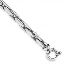Quality Gold Sterling Silver Antiqued Polished Close Link Bracelet - QG5012-8.25