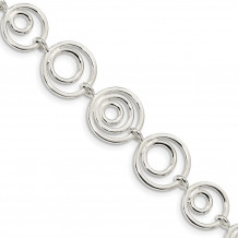 Quality Gold Sterling Silver Circle Link Bracelet - QG4258-7.25