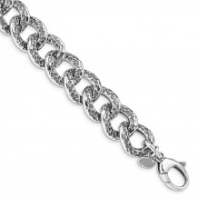 Quality Gold Sterling Silver Antiqued & Textured .50in ext Bracelet - QG4839-7.5