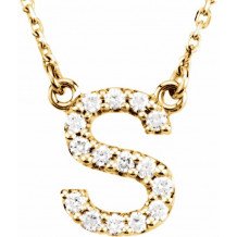 14K Yellow Initial S 1/8 CTW Diamond 16 Necklace - 67311144P