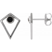 14K White Onyx Cabochon Pyramid Earrings - 86862600P