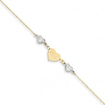 Quality Gold 14k Two Tone  Puffed Heart LOVE  Anklet - ANK253-9