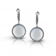 Zeghani 14k White Gold Diamond & Chalcedony Earrings