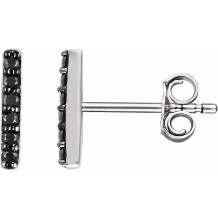 14K White 1/10 CTW Black Diamond Bar Earrings - 65175760003P