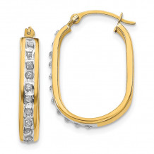 Quality Gold 14k Diamond Fascination Squared Hinged Hoop Earrings - DF136
