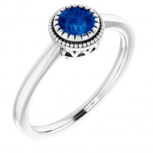 14K White Blue Sapphire September Birthstone Ring - 651609118P