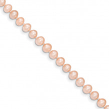 Quality Gold 14k Pink Near Round Freshwater Cultured Pearl Bracelet - PPN050-7.5