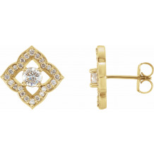 14K Yellow 3/4 CTW Diamond Halo-Style Clover Earrings - 86494601P