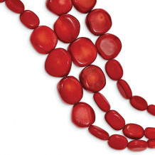 Quality Gold Sterling Silver Red Coral   Triple Strand Bracelet - QH5307-7