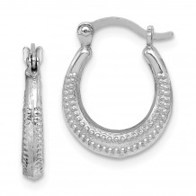 Quality Gold Sterling Silver Rhodium-plated Textured Hollow Hoop Earrings - QE8377