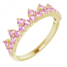14K Yellow Pink Sapphire Crown Ring - 71972616P