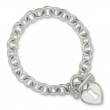 Quality Gold Sterling Silver Polished Heart and Key Bracelet - QG3281-8.5