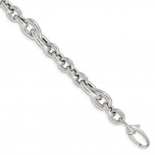 Quality Gold Sterling Silver 7.5in Polished Fancy Link Bracelet - QG4995-7.5