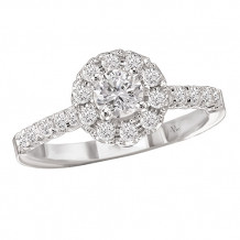 14k White Gold Round Halo Complete Diamond Engagement Ring