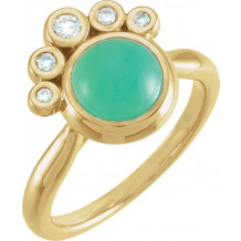 14K Yellow Chrysoprase & 1/8 CTW Diamond Ring - 72052616P