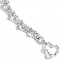 Quality Gold Sterling Silver 7.5inch Polished Fancy Heart Link Bracelet - QH287-7.5