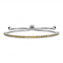 Quality Gold Sterling Silver Rhodium-plated August Birthstone Lime CZ Adj Bracelet - QG4757AUG