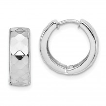 Quality Gold Sterling Silver Rhodium Polished Patterned Hinged Hoop Earrings - QE8509