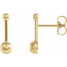 14K Yellow Bar & Ball Earrings - 87070601P