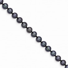 Quality Gold 14k Black Near Round Freshwater Cultured Pearl Bracelet - BPN050-7.5