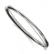 Quality Gold Sterling Silver Black Glitter Enamel Polished &  Bangle Bracelet - QB730