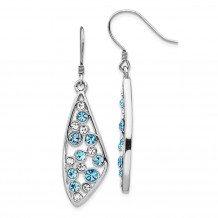 Quality Gold Sterling Silver Rhodium-plated Clear & Blue Crystal Wing Dangle Earrings - QE14415
