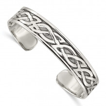 Quality Gold Sterling Silver 12.5mm Cuff Bangle Bracelet - QB356