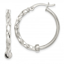 Quality Gold Sterling Silver Polished and Twisted Hoop Earrings - QE14114