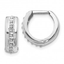 Quality Gold 14k White Gold Diamond Fascination Round Huggy Hoop Earrings - DF140