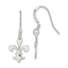 Quality Gold Sterling Silver Polished Fleur De Lis Dangle Earrings - QE6925