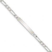 Quality Gold Sterling Silver 7inch Engraveable Figaro Link ID Bracelet - QID106-7
