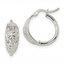 Quality Gold Sterling Silver Diamond Cut Open Flower Hoop Earrings - QE13247